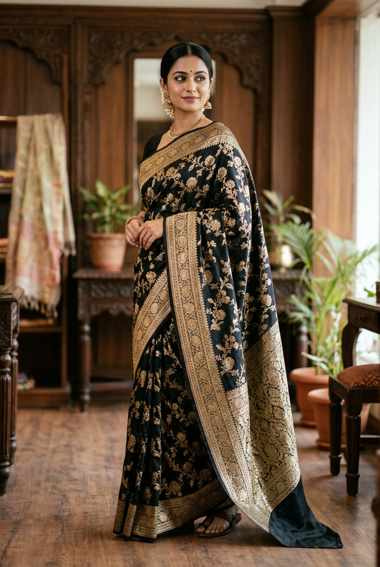 Sample — Black Banarasi-style Occasion Saree