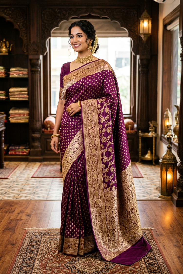 Sample — Wine Purple Banarasi-style Occasion Saree