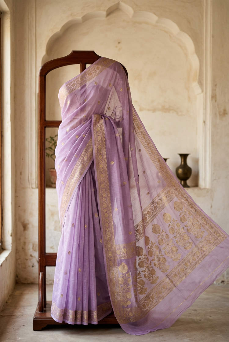 Sample — Lavender and Gold Chanderi-inspired Saree